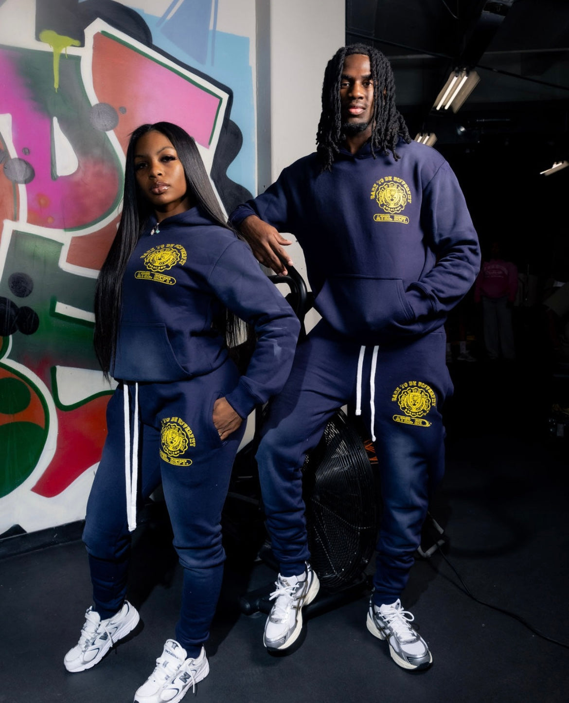 Navy Blue and Yellow Sweat Suit